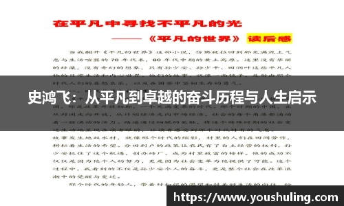 史鸿飞：从平凡到卓越的奋斗历程与人生启示